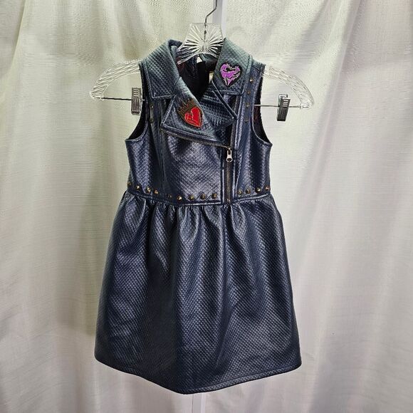 Disney The Descendants 2 Evie Chrome Faux Leather Dress Size 5/6 - Picture 1 of 10